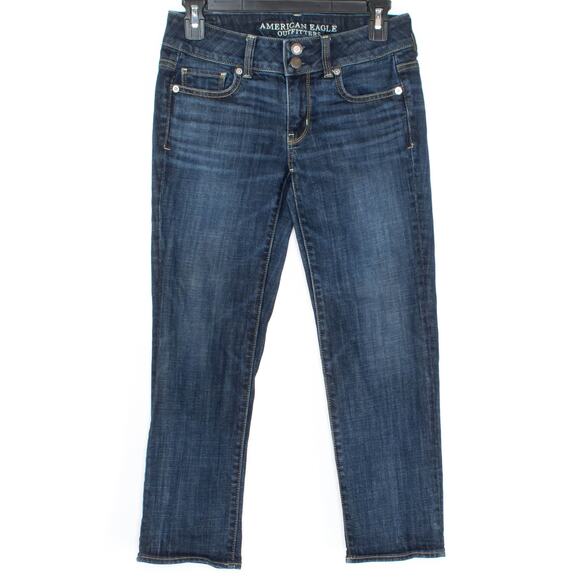 American Eagle Womens Jeans Artist Crop Stretch Blue Size 2 KJ - Picture 1 of 3
